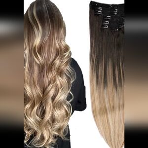 Luxy Hair Classic Clip In Extensions Warm Sun Kissed Brunette Root Melt balayage